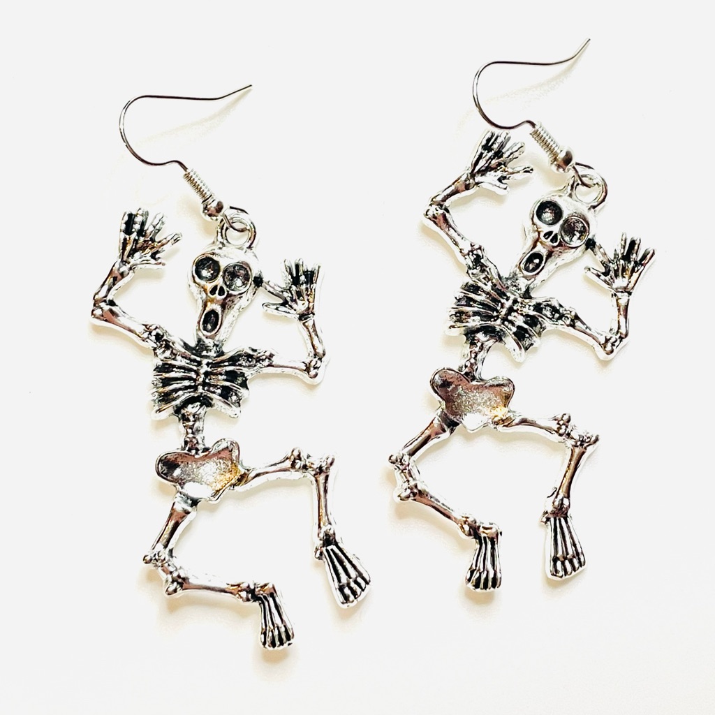 Silver Skeleton Charm Earrings